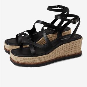 NIB Lucky Brand Black Espadrille Wedge Carolie Sandals Sz 8.5